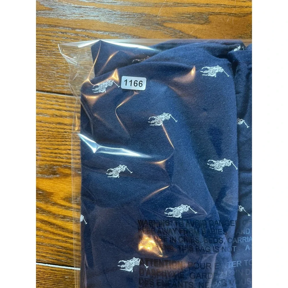 Polo Ralph Lauren Lounge Pants Mens L Blue Pony Logo AOP Pajama Sleepwear Cotton